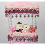 Beautiful Pink Parachute Box Hanging Couple Teddy Bears